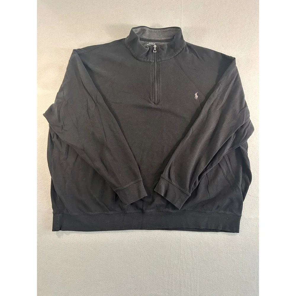 Polo Ralph Lauren Quarter Zip Pullover Mens‎ 3XB Black Long Sleeve Big Tall Pony